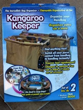 kangaROOS Tan Handbag Organizer Insert | Set of 2 | Purse Storage